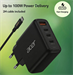 ACER USB Nabíječka, 100W PD3.0 GaN, 3x USB-C + 1x USB-A