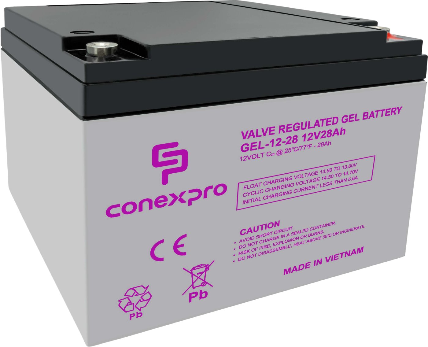 Conexpro baterie gelová, 12V, 28Ah, životnost 10-12 let, M5, Deep cycle