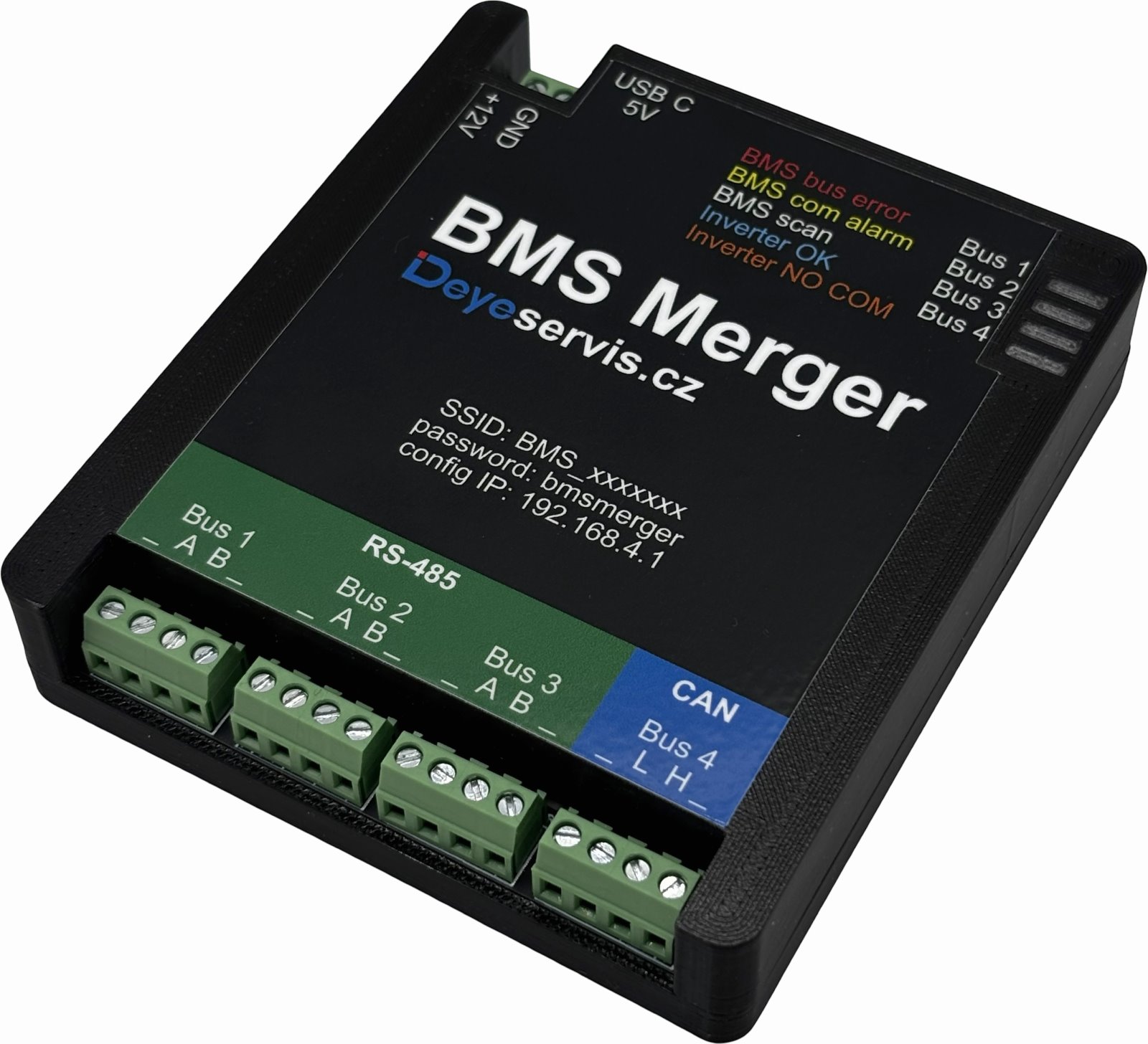 Conexpro BMS Merger 3x RS485 na CAN, slučovač až 48 baterií