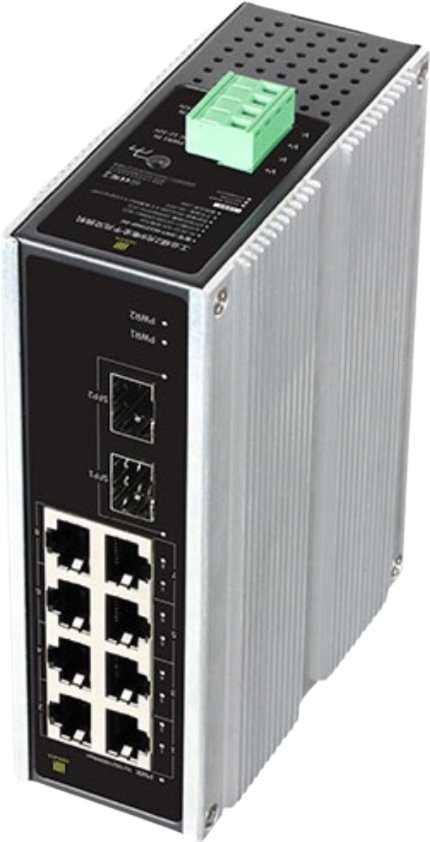 Conexpro GNT-IG1210GF-DC, Průmyslový switch na DIN lištu, 8x LAN, 2x SFP