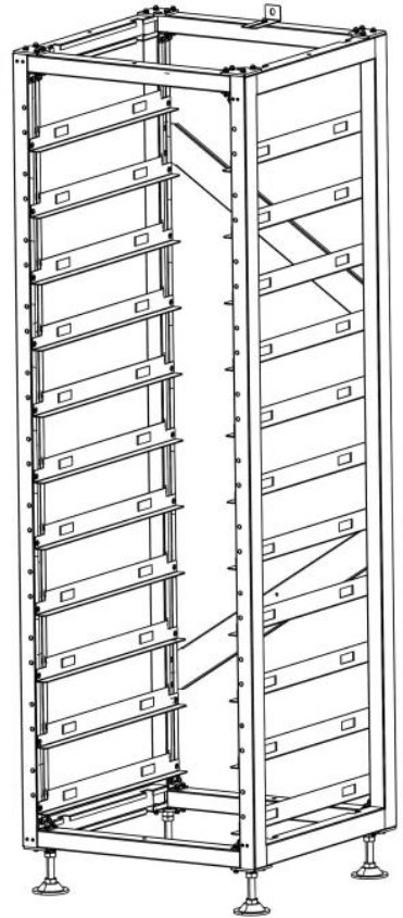 DEYE Racková skříň 19" bez dveří a boků pro sestavy BOS-A, HV, střední