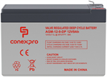 Conexpro baterie AGM 12V, 9Ah, životnost 10 let, Faston 6,3mm, Deep cycle