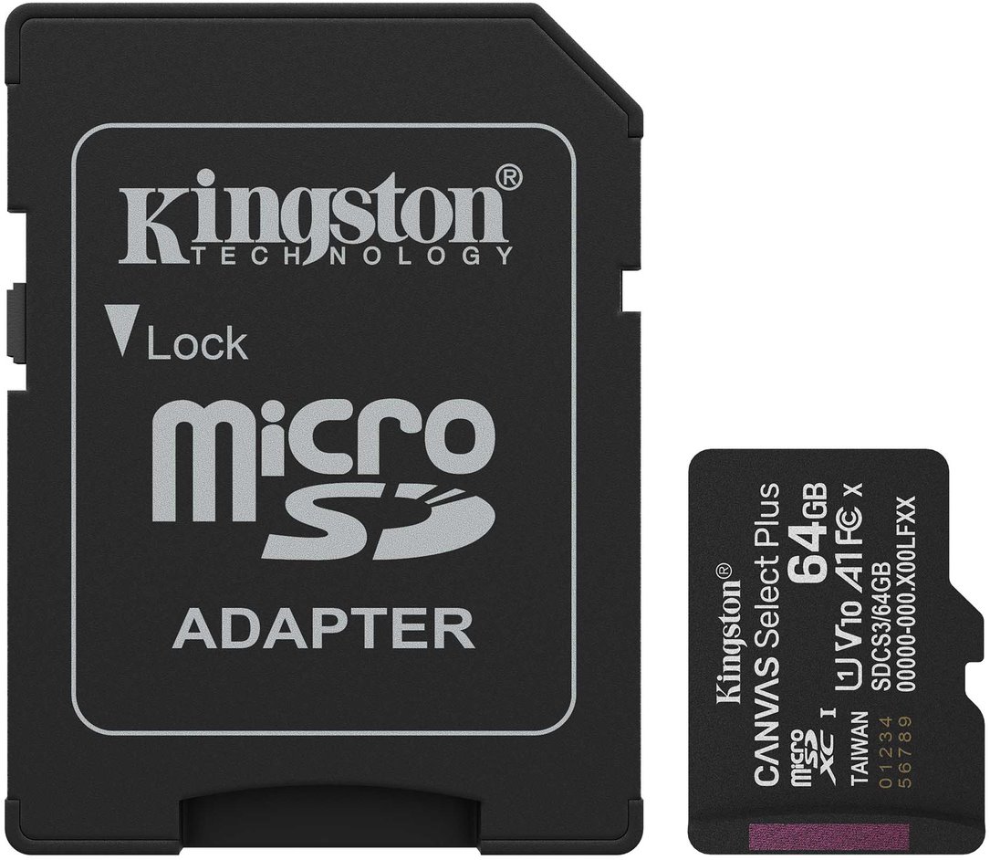 Kingston Micro SDXC Canvas Select Plus Gen3 64GB + SD adaptér