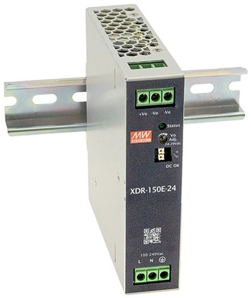 MEAN WELL XDR-150E-24 Průmyslový zdroj na DIN lištu, 156W, 24V