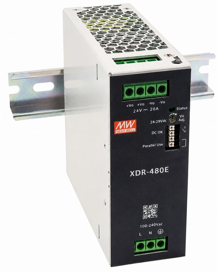 MEAN WELL XDR-480E-48 Průmyslový zdroj na DIN lištu, 480W, 48V