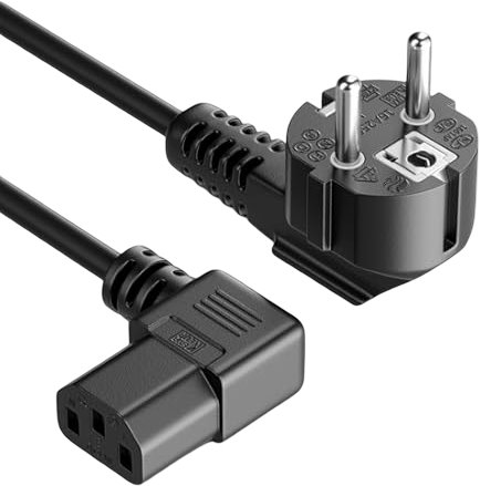 Napájecí kabel 230V k počítači úhlový s konektory IEC C13 a Schuko, černý, 2m