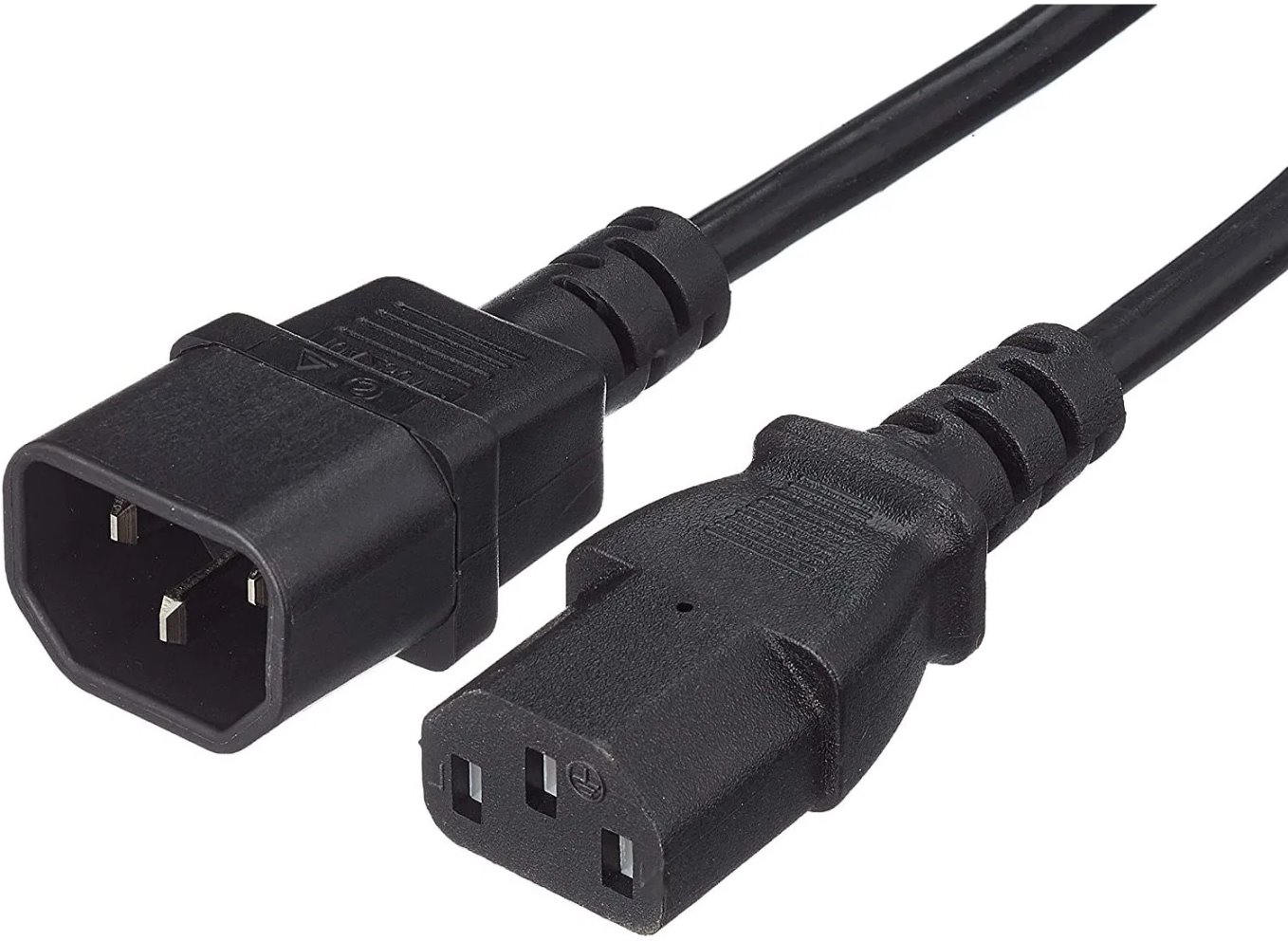 Napájecí kabel 230V prodlužovací s konektory IEC C13 a IEC C14, černý, 2m