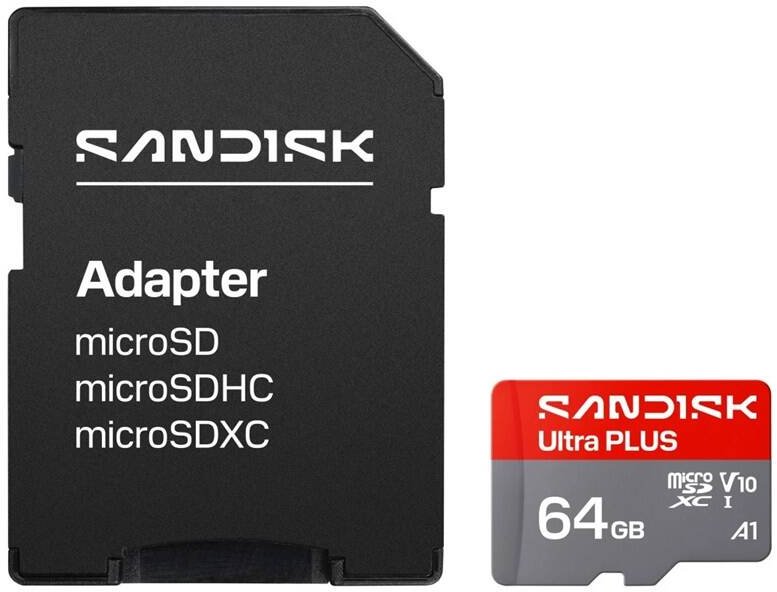 SanDisk Micro SDXC Ultra Plus 64GB + SD adaptér