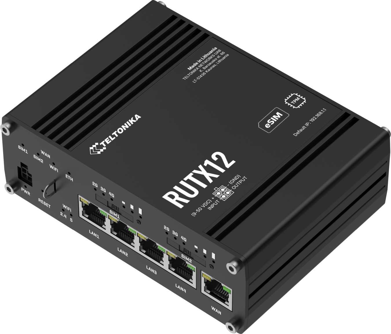 Teltonika RUTX12 Průmyslový LTE Wi-Fi Router, GPS, BT, eSIM