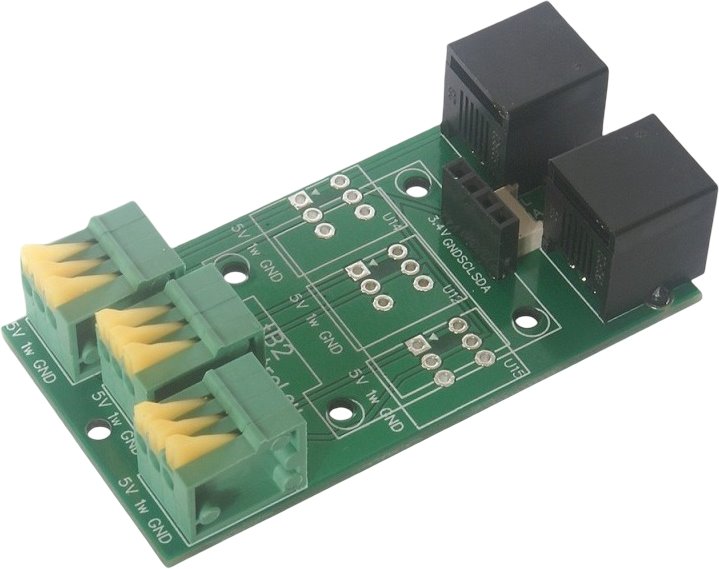 Tinycontrol tB2 Rozšiřující deska s 1wire a 3x terminál, I2C pro LAN controller LK3