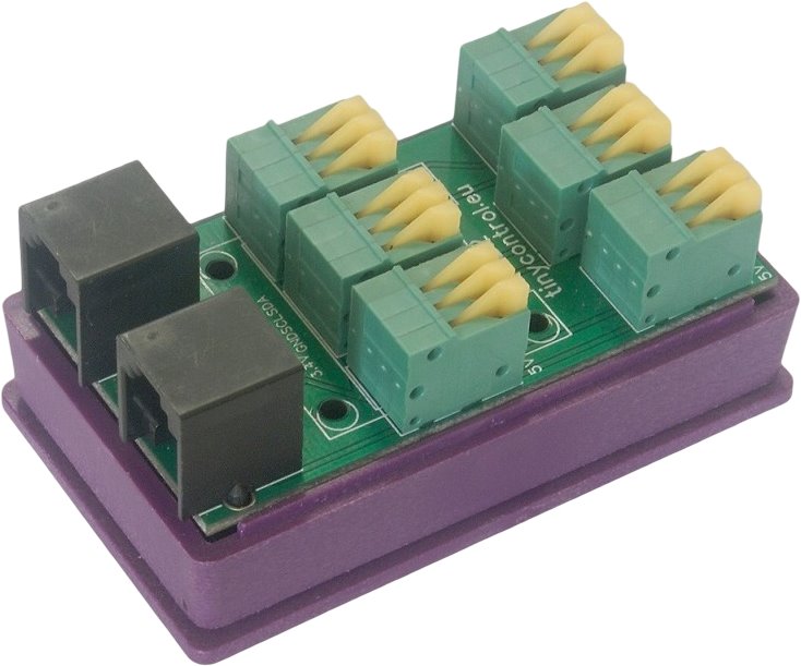 Tinycontrol tB2 Rozšiřující deska s 1wire a 6x terminál, I2C pro LAN controller LK3