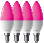 TP-Link Tapo L430E, Chytrá Wi-Fi LED žárovka barevná, 2500-6500K, E14, 4 pack