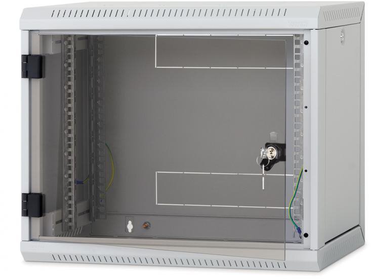 Triton 19" jednodílný rack 12U/500mm prosklené dveře, odnímatelné bočnice, šedý