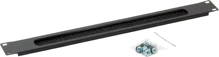 Triton průchozí panel s kartáčem, 1U, 19", černý