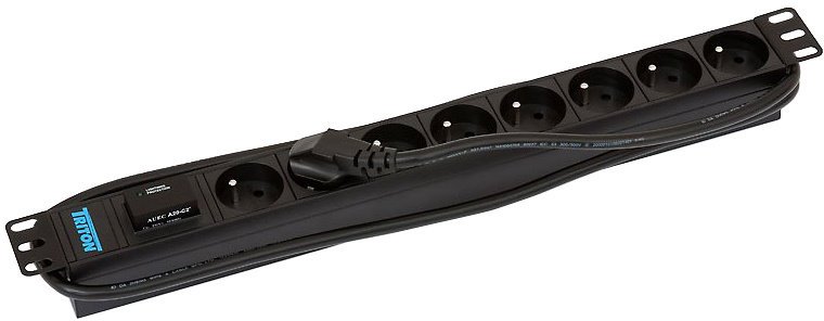 Triton rozvodný panel RAB-PD-X07-A1, 19", 8x 230V FR, bleskojistka, 2m kabel