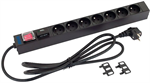 Triton rozvodný panel RAB-PD-X11-A1, 19", 7x 230V FR, bleskojistka, vypínač, 2m kabel