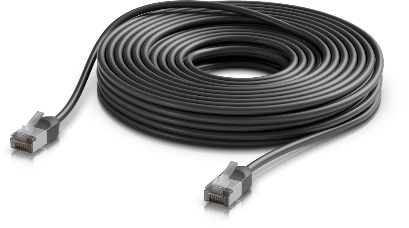Ubiquiti UniFi venkovní premium Cat6A patch kabel, 15m, černý
