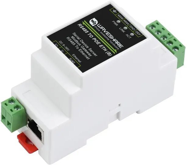 Waveshare Průmyslový sériový server s PoE, RS485 na RJ45 Ethernet, TCP/IP